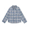 Camisa Cuadros Tie-Dye Desgastada con Bolsillos Laterales para Primavera y Otoño