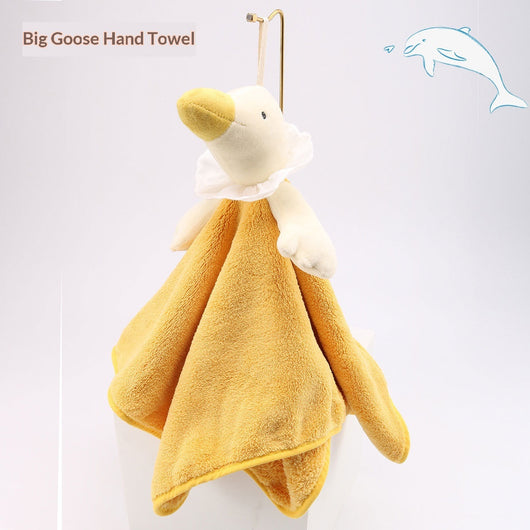 Toalla de Mano Infantil Ganso Cartoon - Algodón Coral Fleece Súper Absorbente