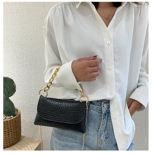 Bolso Mensajero Retro Estampado en Piedra con Cadena para Mujer - Image 14