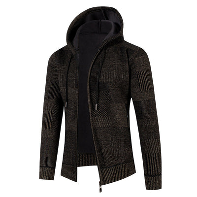 Chaqueta de Punto Slim con Capucha y Cuadros para Hombre - Image 15