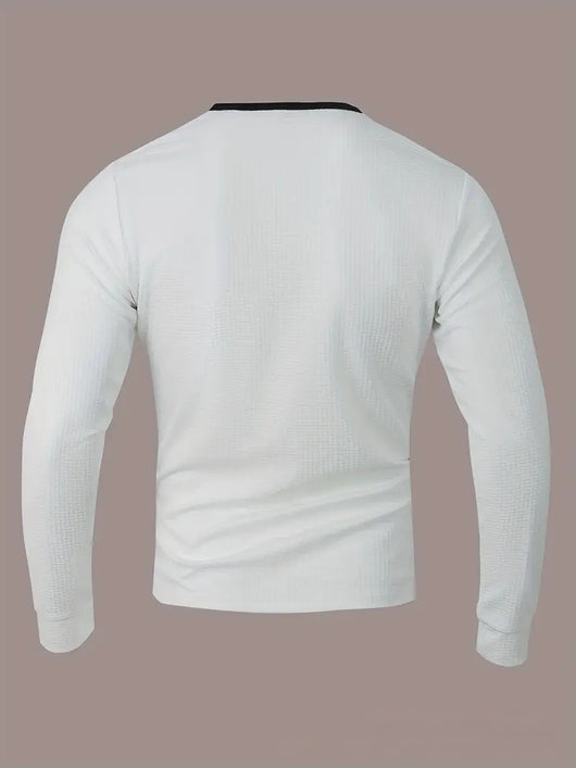 Sudadera Hombre Manga Larga Diseño Jacquard Patchwork Corte Holgado - Image 12