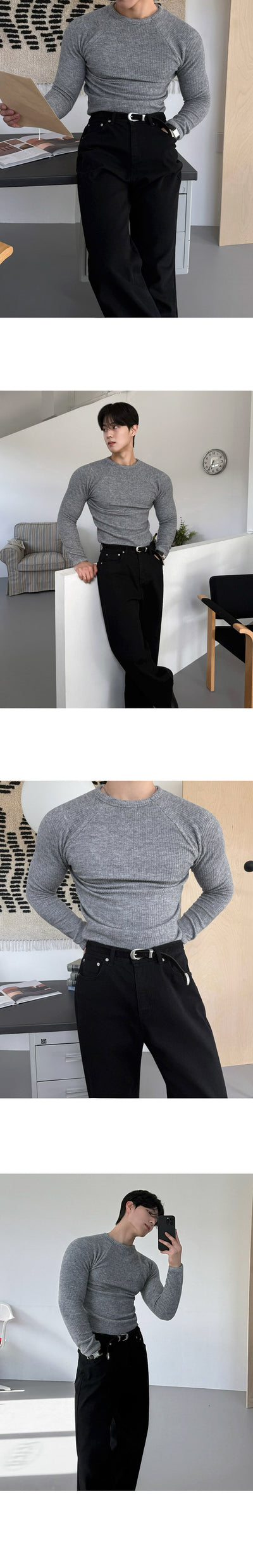Camiseta Manga Larga Cuello Redondo Ajustada - Base Layer Otoño Hombre - Image 14