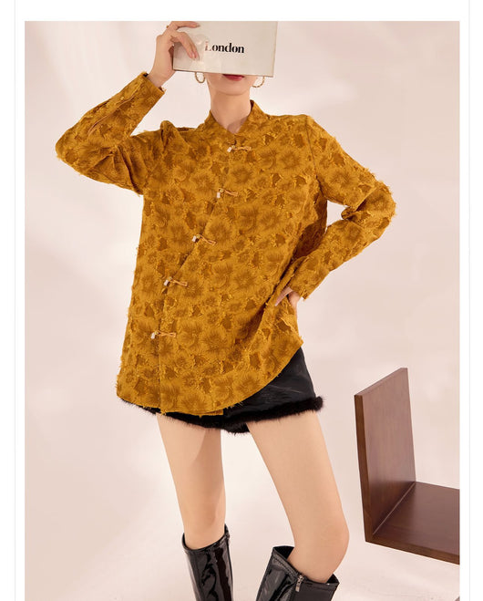 Camisa Suelta Estilo Chino con Cierre Diagonal - Diseño Elegante y Sofisticado - Image 13
