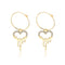 Women's Sterling Silver Plated Key Earrings Gold