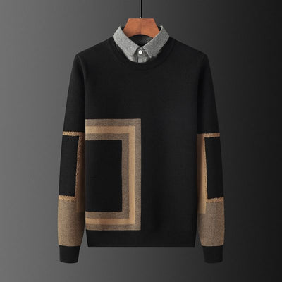 Suéter Falso Dos Piezas para Hombre con Cuello de Camisa - Image 11