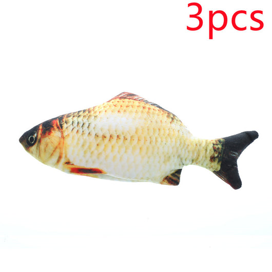 Three plush simulation fish cat toys with realistic blue and black scale patterns and black fins. - Image 13