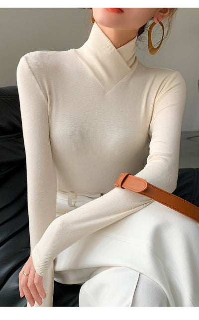 Suéter Cuello Alto Ajustado de Manga Larga para Mujer - Image 24