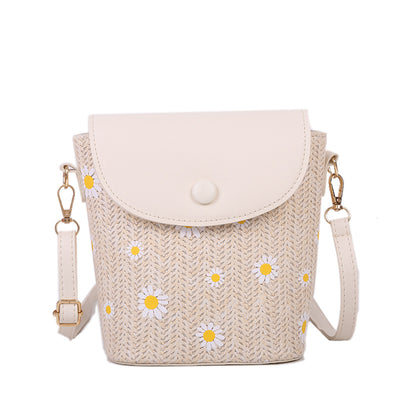Bolso de Hombro Tejido en Rafia con Detalles Plisados - Image 5