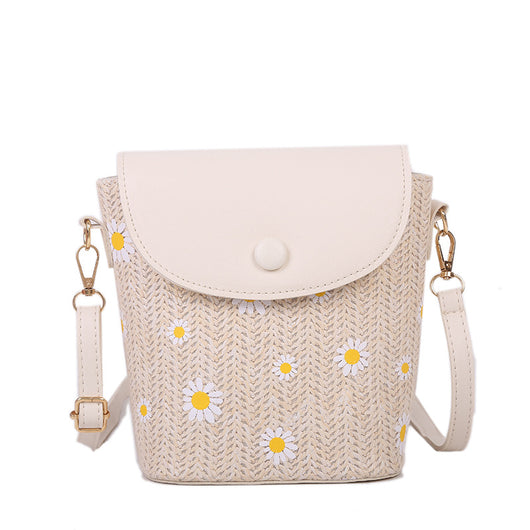 Bolso de Hombro Tejido en Rafia con Detalles Plisados - Image 5