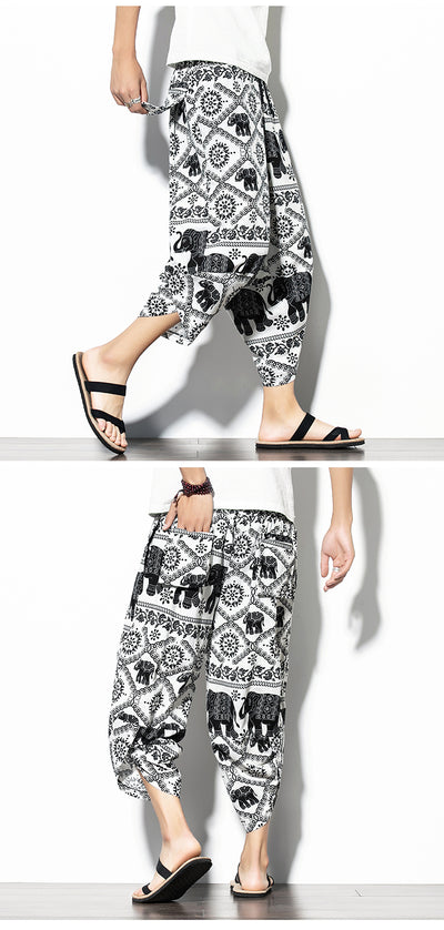 Pantalones Baggy de Algodón y Lino con Estampado - Corte Suelto y Cómodo - Image 25