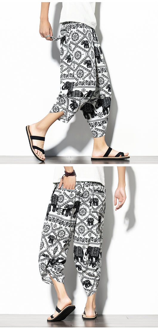 Pantalones Baggy de Algodón y Lino con Estampado - Corte Suelto y Cómodo - Image 25