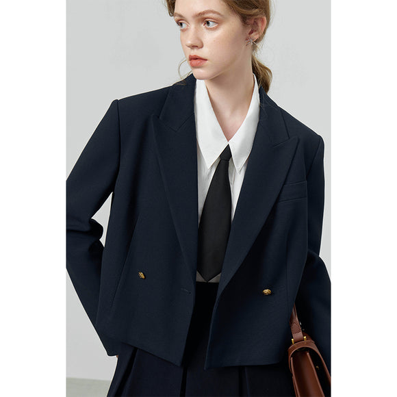 Blazer Corto Casual Estilo Universitario para Mujer