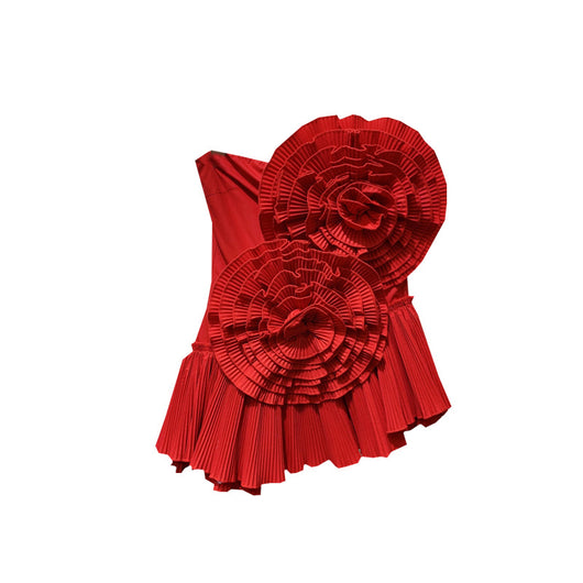 Blusa sin Mangas con Flores 3D - Escote Tubo Elegante - Image 2