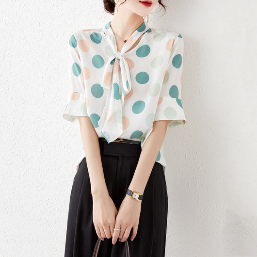 Blusa Chifón Manga Trompeta Talla Grande para Mujer - Image 4