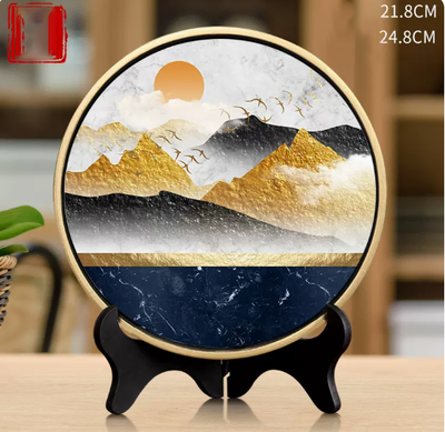Cuadro Decorativo Paisaje Dorado Concepción Artística China para Sala de Estar - Image 5