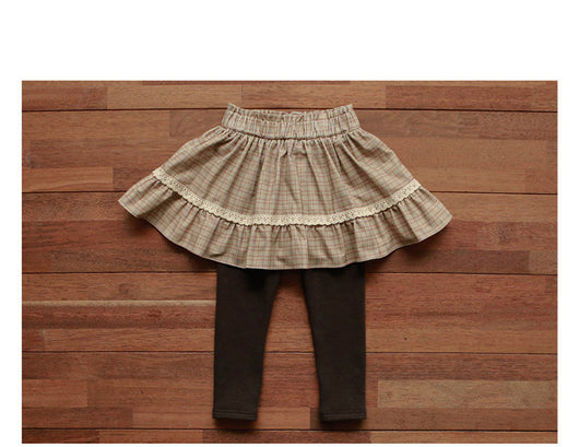 Pantalón Falda Acolchado Cuadrille Coreano para Niña con Forro Polar - Image 11