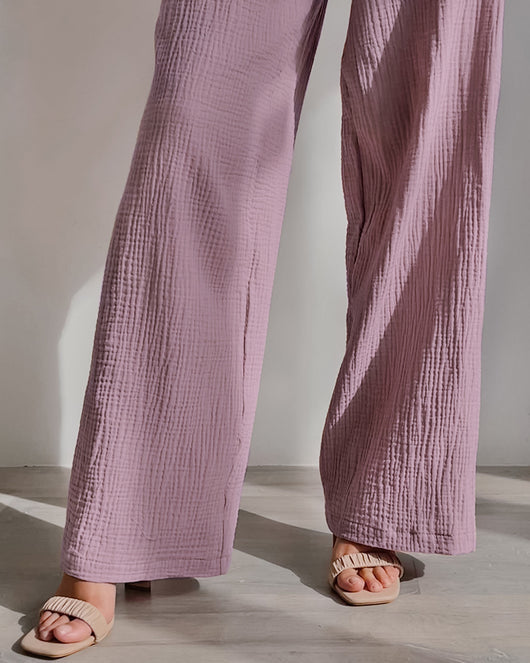 Conjunto Casual de Camisa Manga Larga Elástica y Pantalón Ancho - Image 13