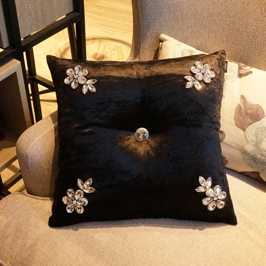 Cojín Respaldo de Cama Flores de Cristal Terciopelo Lujo - Image 2