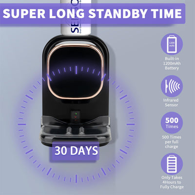 Black automatic toothpaste dispenser with rose gold trim, wall-mounted with sensor for hands-free use. - Image 4