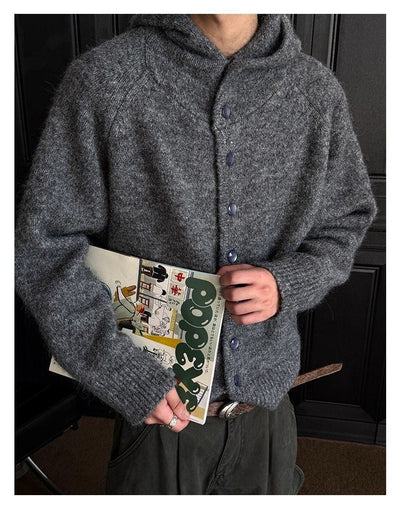 Cardigan Retro Japonés con Capucha y Botones para Hombre - Otoño Invierno - Image 11