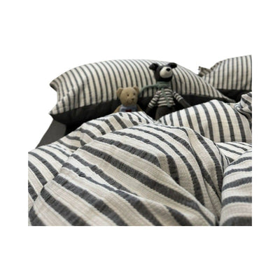 Juego de Cama Acolchado Estilo Coreano a Rayas 4 Piezas - Image 5