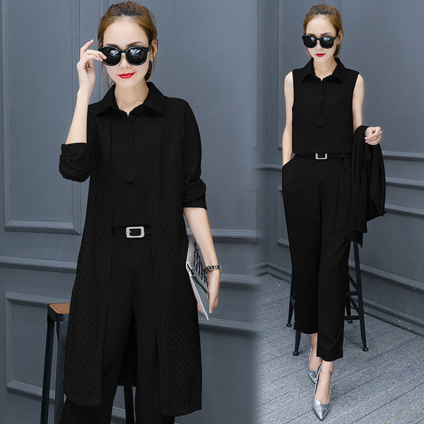 Traje Ejecutivo Tres Piezas para Mujer - Blusa Chiffon y Pantalón Slim - Image 4
