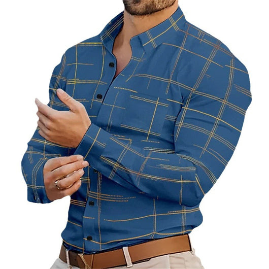 Camisa Casual de Rayas Sólidas para Hombre - Primavera y Otoño - Image 5