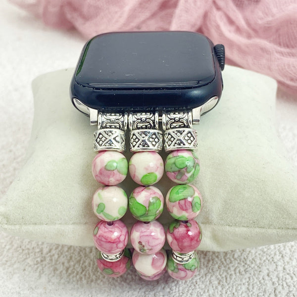 Pulsera de Reloj con Cuentas de Hilo