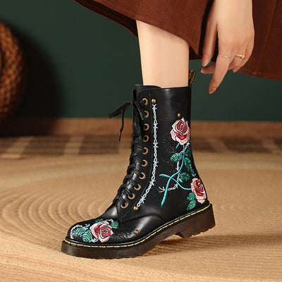 Botines Étnicos con Bordado para Mujer - Tacón Medio y Cierre Lateral - Image 7