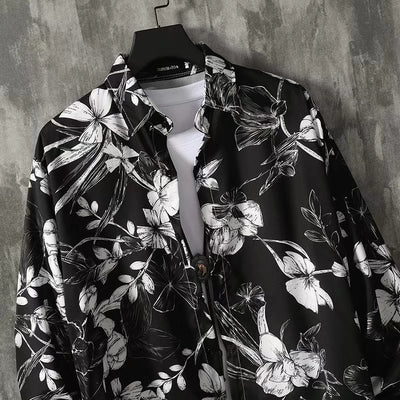 Camisa Floral Manga Larga Hombre - Estilo Casual Holgado Tendencia - Image 14