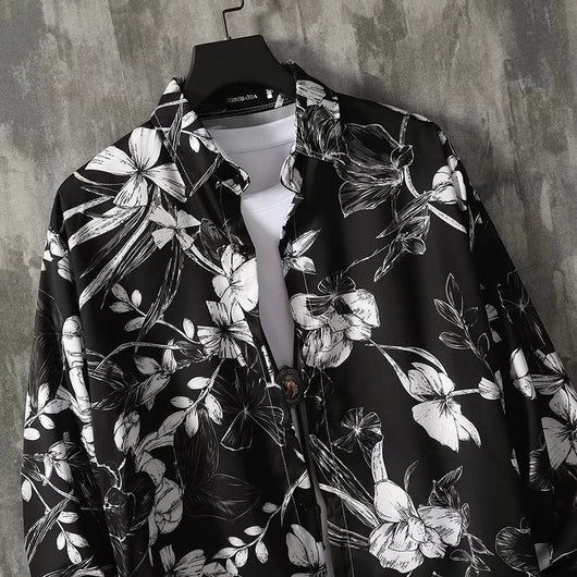 Camisa Floral Manga Larga Hombre - Estilo Casual Holgado Tendencia - Image 14