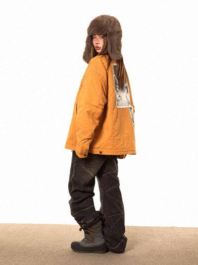 Abrigo Acolchado de Algodón Vintage Desteñido para Invierno - Image 2