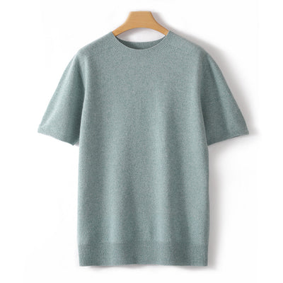 Suéter Tejido Manga Corta Hombre - Camiseta Casual Color Sólido - Image 10