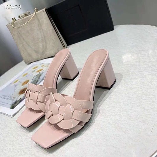 Sandalias y Pantuflas de Tacón Alto en Cuero para Mujer - Image 6