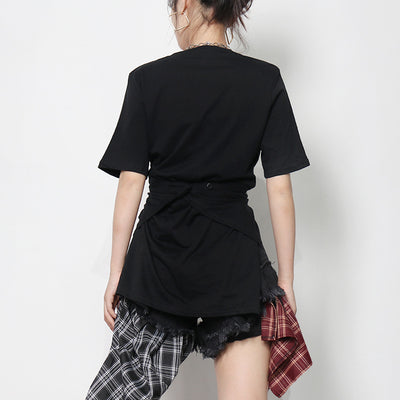 Blusa Casual de Cuello Redondo con Tirantes Irregulares - Image 11