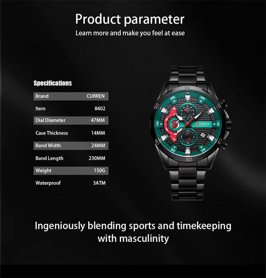 Reloj de Motociclista Acero Inoxidable Seis Manecillas - Image 9