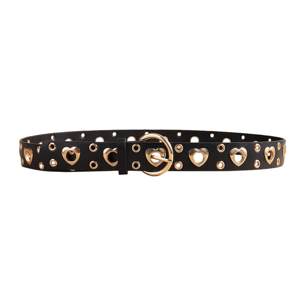 Cinturón Metal Punk para Mujer con Corazón Calado - Estilo Hip Hop Negro - Image 15