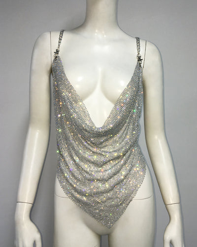 Chaleco Sexy de Cadena Metalizada con Strass y Diseño Irregular - Image 12