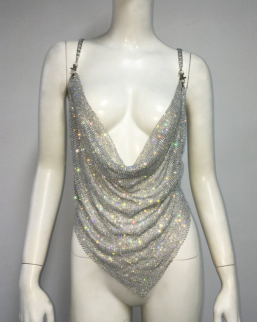 Chaleco Sexy de Cadena Metalizada con Strass y Diseño Irregular - Image 12