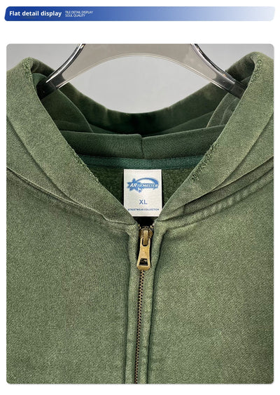 Men's pink washed full-zip hooded jacket and matching sweatpants set, featuring a relaxed fit and drawstring details. - Image 31