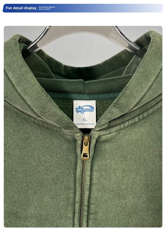 Men's pink washed full-zip hooded jacket and matching sweatpants set, featuring a relaxed fit and drawstring details. - Image 31