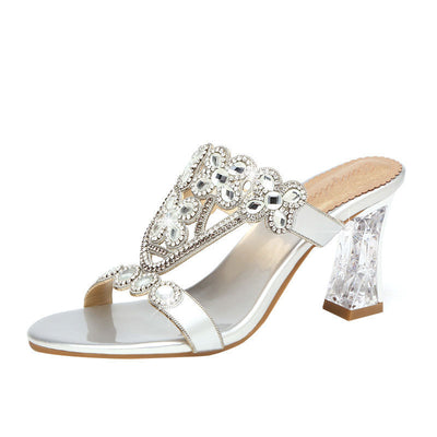 Sandalias de Tacón Bloqueado con Brillantes y Flores de Diamante - Image 20