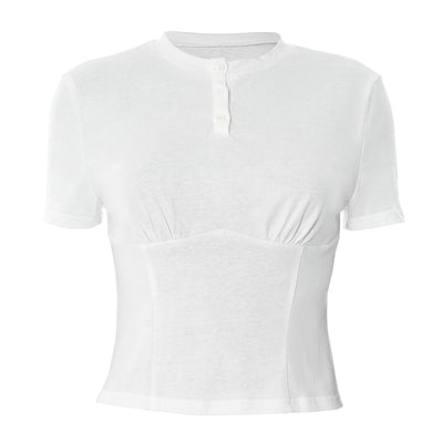 Blusa Básica para Mujer con Cuello Redondo, Botones y Hombros Caídos - Image 8