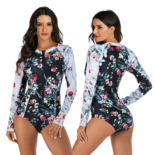 Traje de Baño Térmico de Una Pieza con Mangas Largas para Mujer