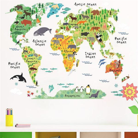Vinilo Decorativo Mapa del Mundo Animal para Habitaciones Infantiles - Image 3