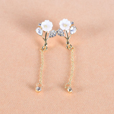 Aretes de Perla con Borla de Flor y Aguja de Plata - Estilo Coreano Elegante - Image 7