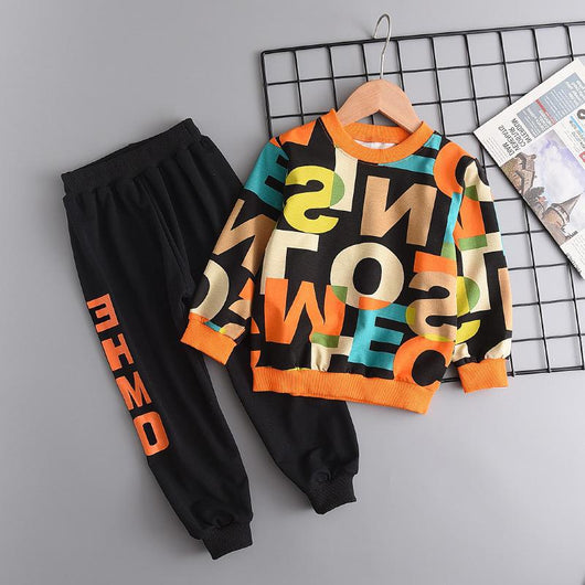 Conjunto de Ropa Infantil 2 Piezas: Sudadera y Pantalón Estampado para Todas las Estaciones