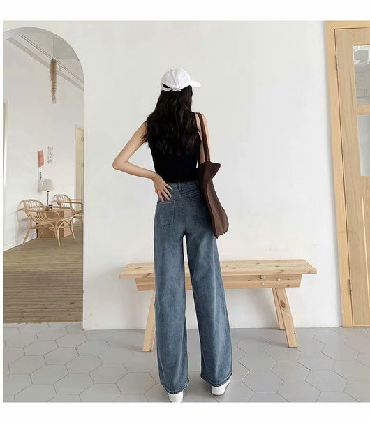Pantalones Rectos Cintura Alta Estilo Retro con Detalle Drapeado - Image 3