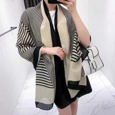 Pashmina de Algodón y Lino Estampada - Chal Abrigador Versátil - Image 22
