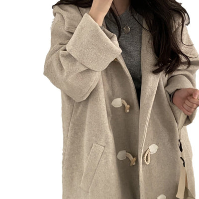 Abrigo de Lana con Capucha y Botones de Cuerno para Mujer - Image 5
